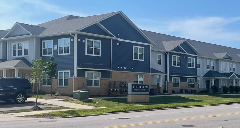 The Bluffs at South Sheridan Apartments Exterior.